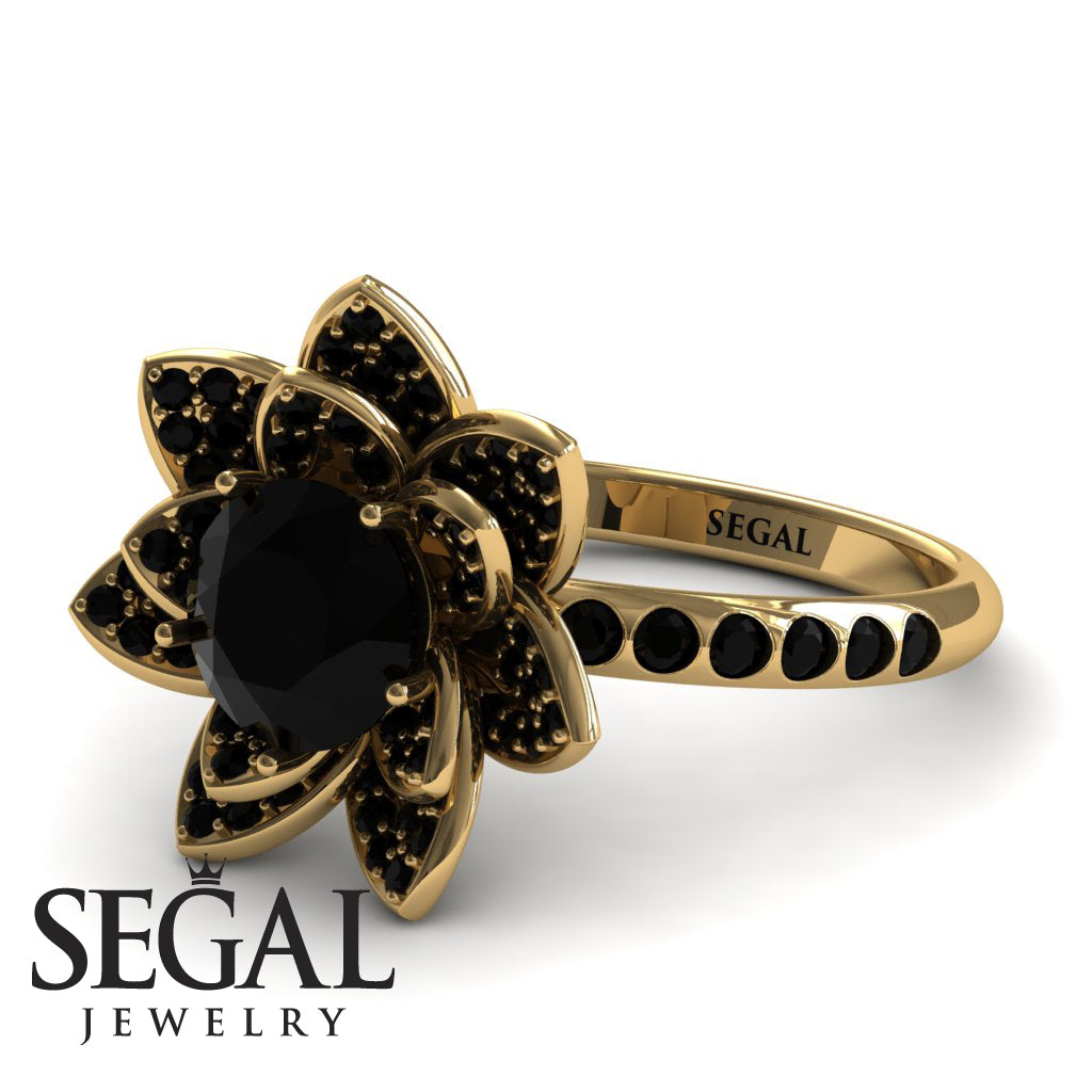 Lotus Black Diamond Engagement Ring - Princess Lotus no. 4